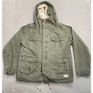 Deus Ex Machina Jacket Mens XL Green Hooded Canvas Parka DMW36346 Motorcycle